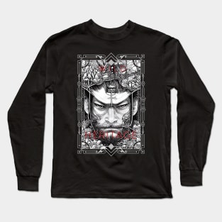 Warrior Brave Wild Nature Illustration Line Epic Illustration Line Art Long Sleeve T-Shirt